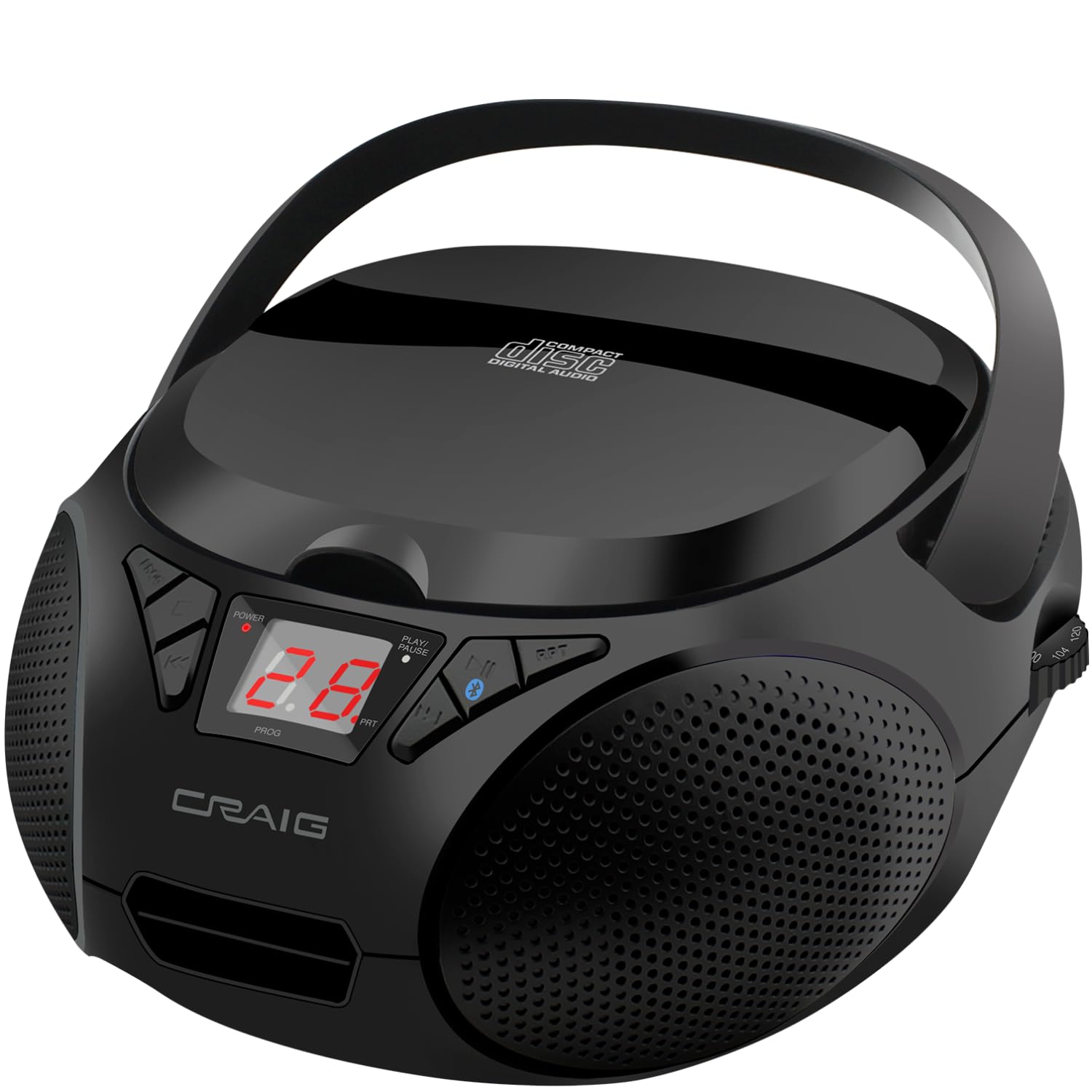 |Craig Cd6925 Portable Top Loading Stereo Cd Boombox With Am/Fm Stereo Radio | Bluetooth Wireless (Black, Bluetooth) | No Headph
