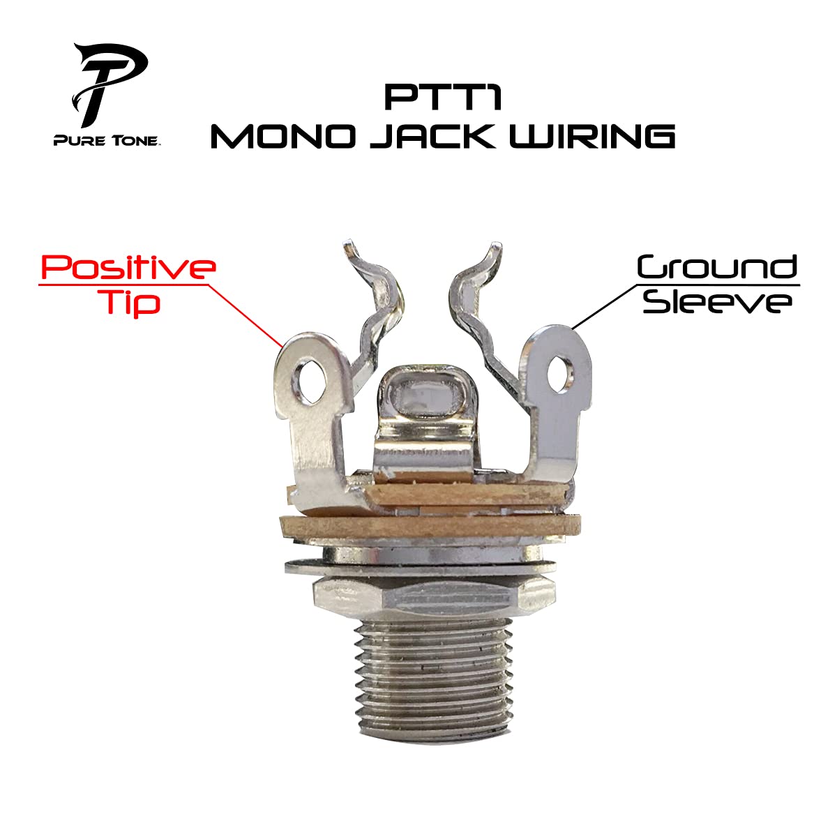 Pure Tone Multi Contact 1/4 Inch Mono Output Jack | Black Nickel | Dual Tension Grounds & Dual Positive Tips For Optimal Signal,