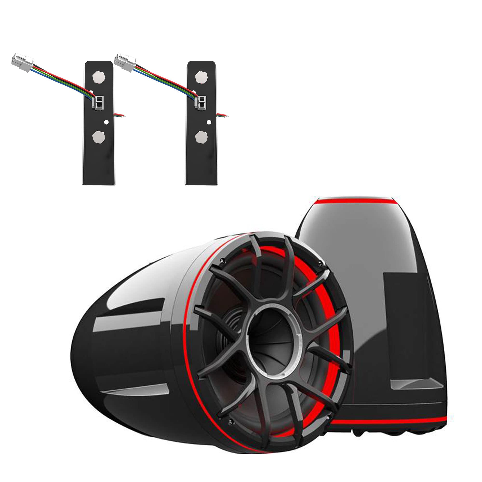 Wet Sounds REV 10 HD 10 Horn Loaded Compression Driver Tower Speakers with XZ Grills & ADP-REV-HD-X-B X-Mount, 300 Watts RMS, Bl