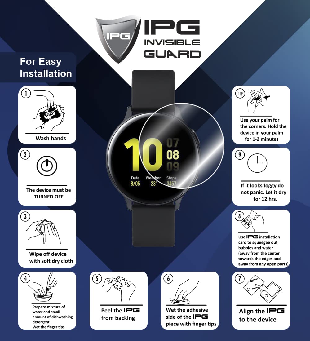 Ipg For Amazfit Gts 4 Smart Watch Screen Protector (2 Units) Invisible Ultra Hd Clear Film Anti Scratch Guard-Smooth/Self-Healin