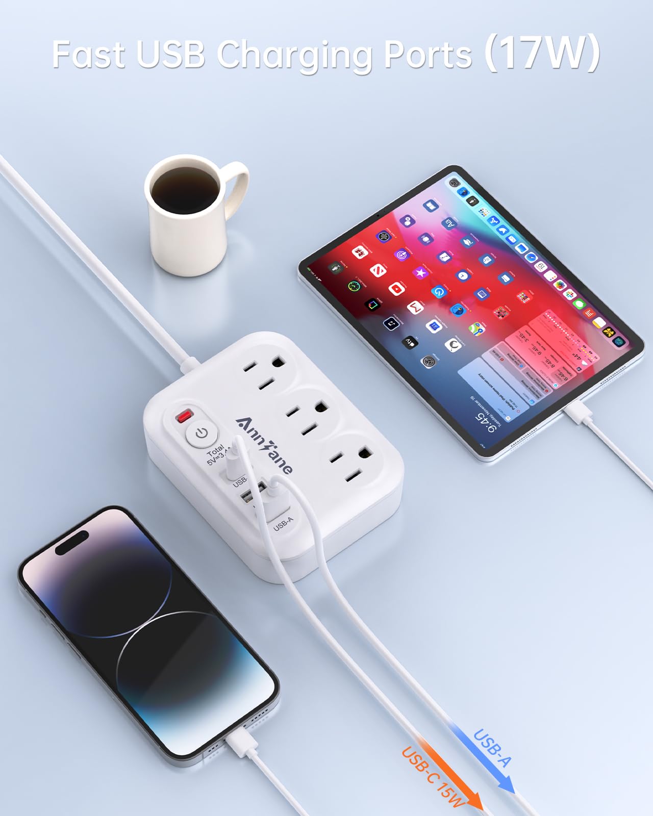 UK Travel Plug Adapter with USB C, 4FT Extension Cord, US to UK Ireland ...