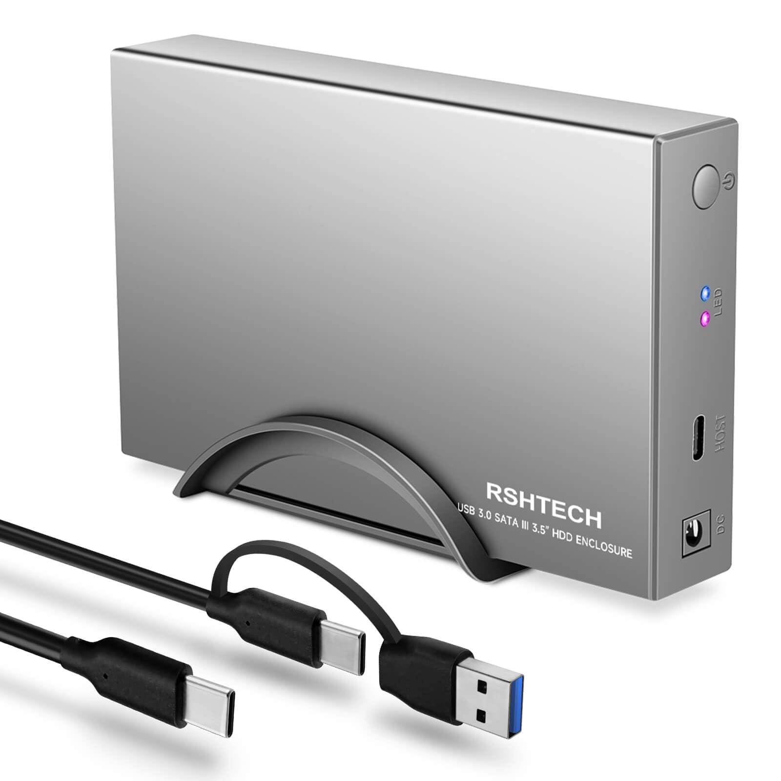 Rshtech Hard Drive Enclosure Upgraded Version 3.5'' Aluminum Usb C To Sata External Hard Drive Dock Case For 3.5 Inch Hdd & Ssd