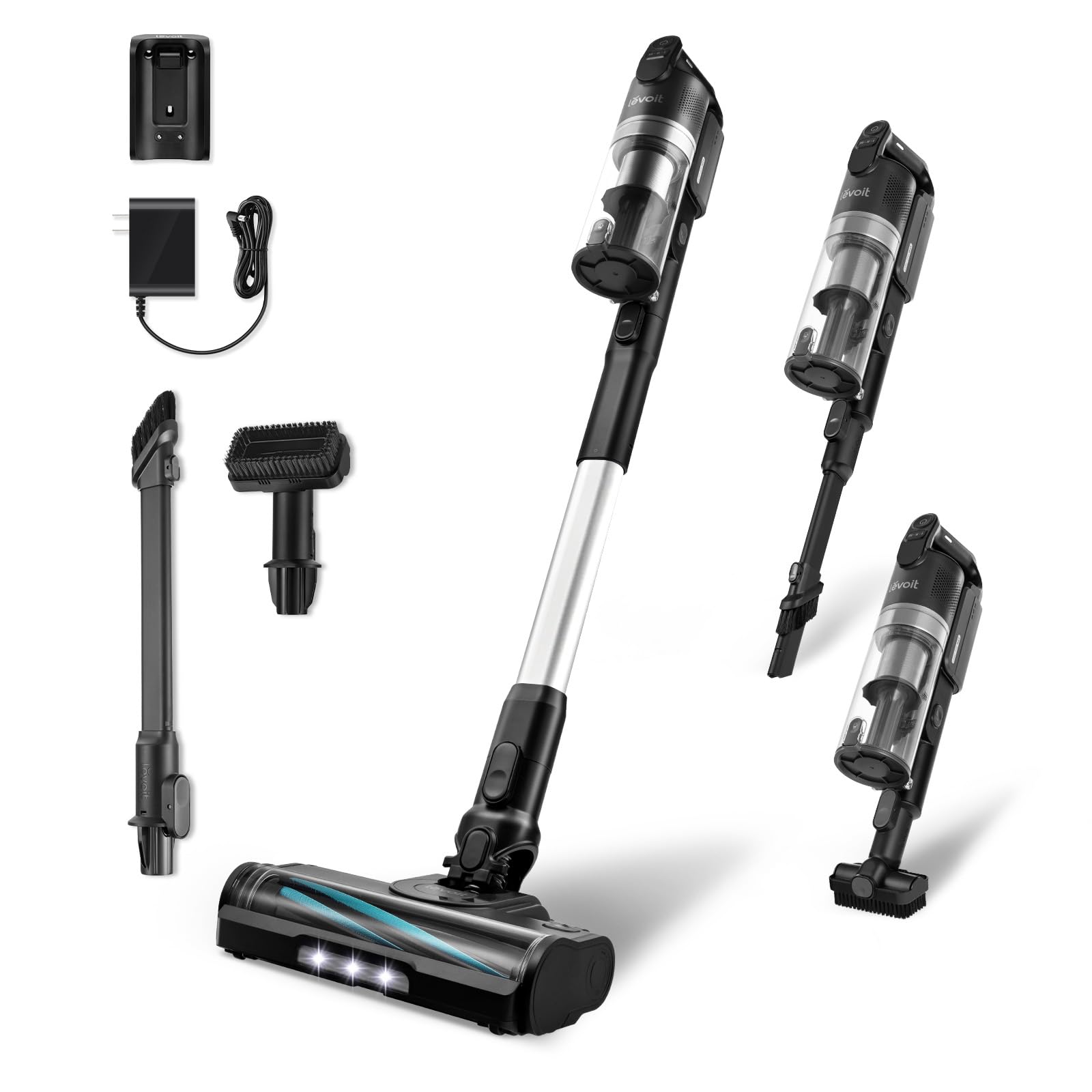 LEVOIT Cordless Vacuum Cleaner with HEPA Filter, Anti-Tangle Brush, Up to 70 Minutes, Charging Wall Dock, Powerful Suction, Ligh