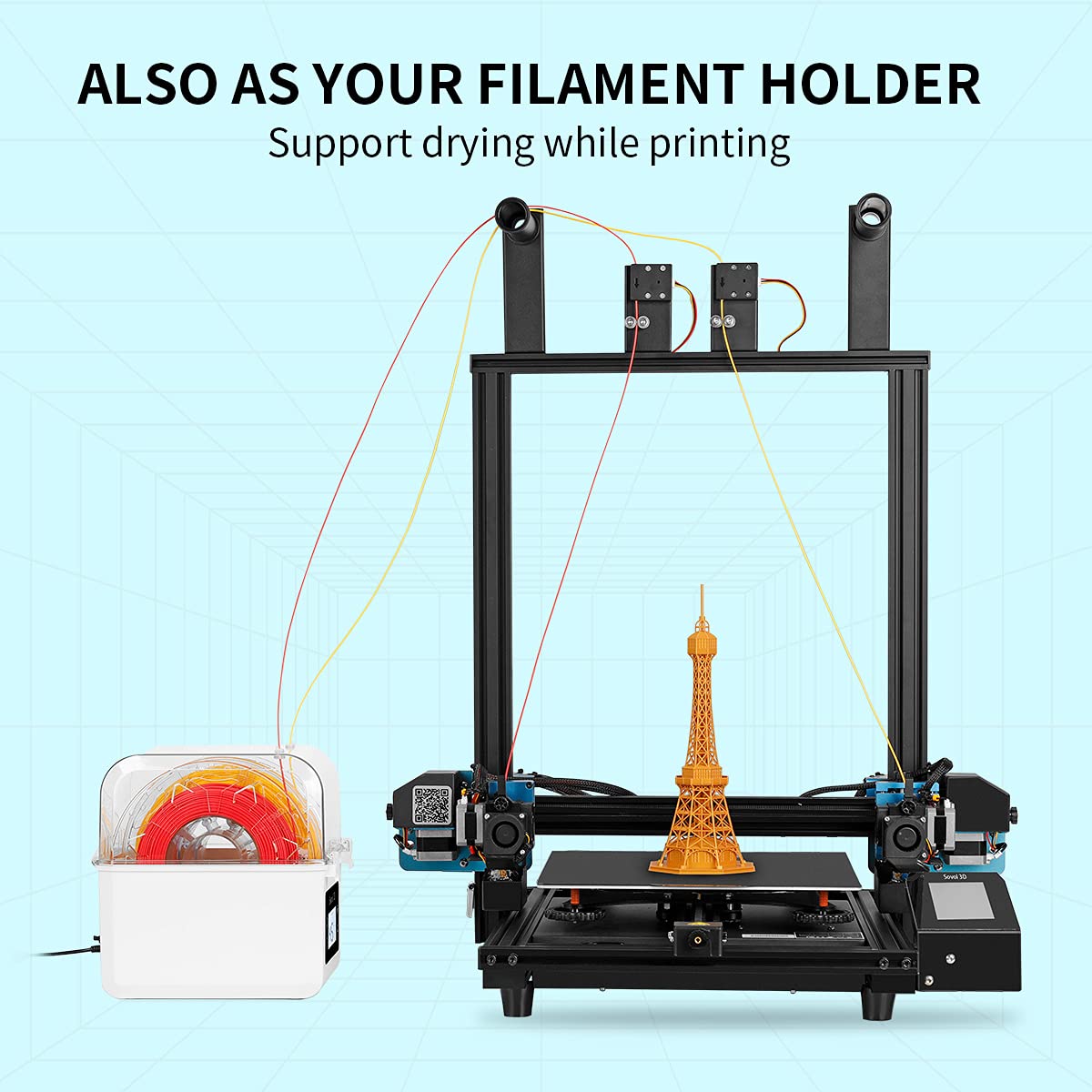 Sovol Filament Dryer 2023, Sh01 Filament Dehydrator 3D Printer Spool Holder With Upgraded Fan, Dry Box For Keeping Filament Dry,