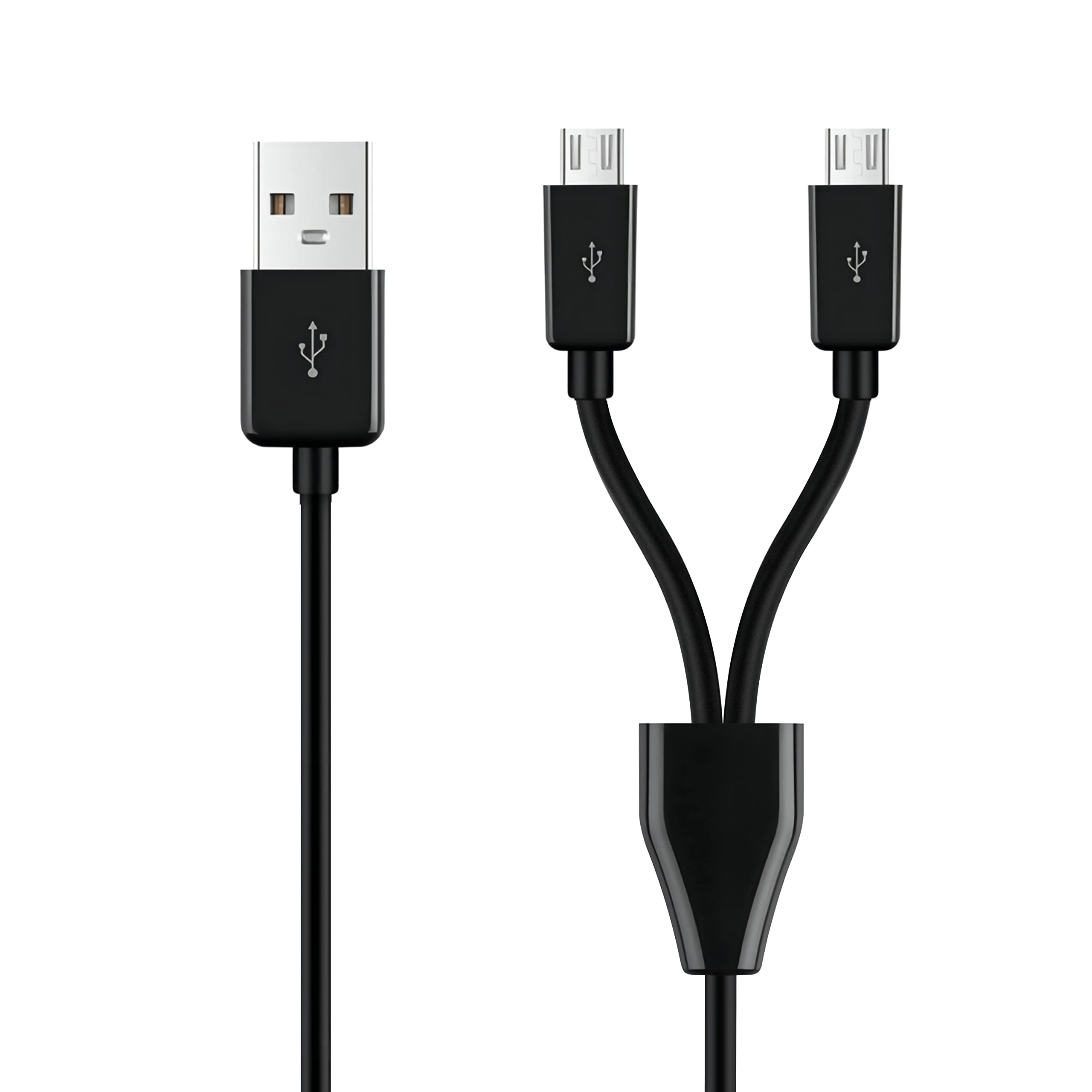 Gelrhonr Short Micro Usb Splitter Cable,2 In 1 Usb 2.0 A Male To Dual Micro Usb Male Charging Cord Multi Micro Usb Data Sync Ada