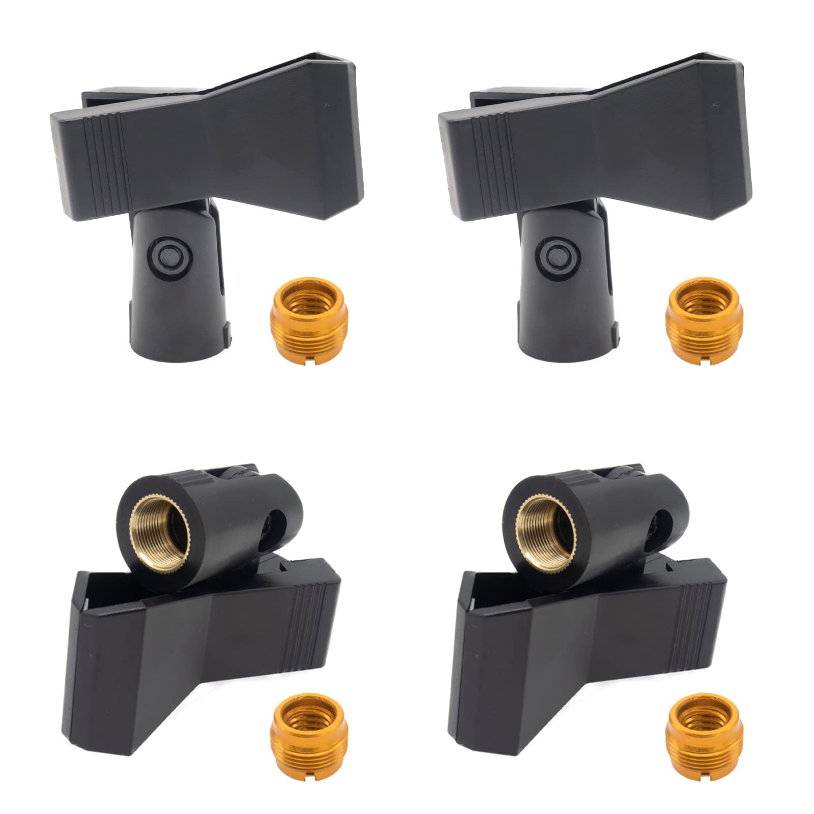 Cheerock 4pcs Microphone Clips with 5/8 Inch Male to 3/8 Inch Mic Clip Adapter, Universal Mic Clip for Microphone Mount, 180 Fro