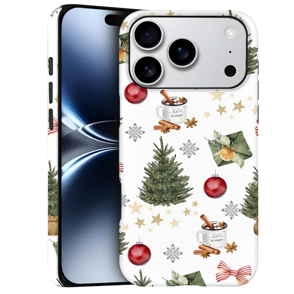 Case for iPhone 17 Pro - Slim Fit Anti-Scratch Phone Case for Girl Women - Vintage Christmas Trees (Frosted)