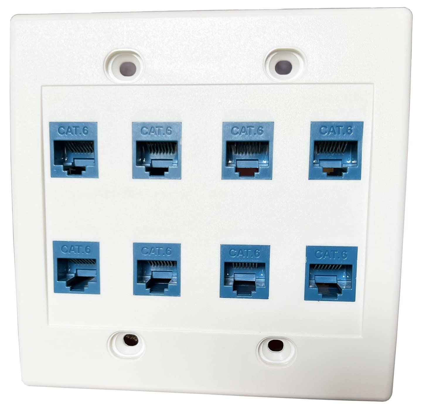 Diytech Ethernet Wall Plate   8 Port Rj45 Cat6 Ethernet Wall Outlet, Female To Female Cat6 Wall Jack Keystone, Ethernet Plug In