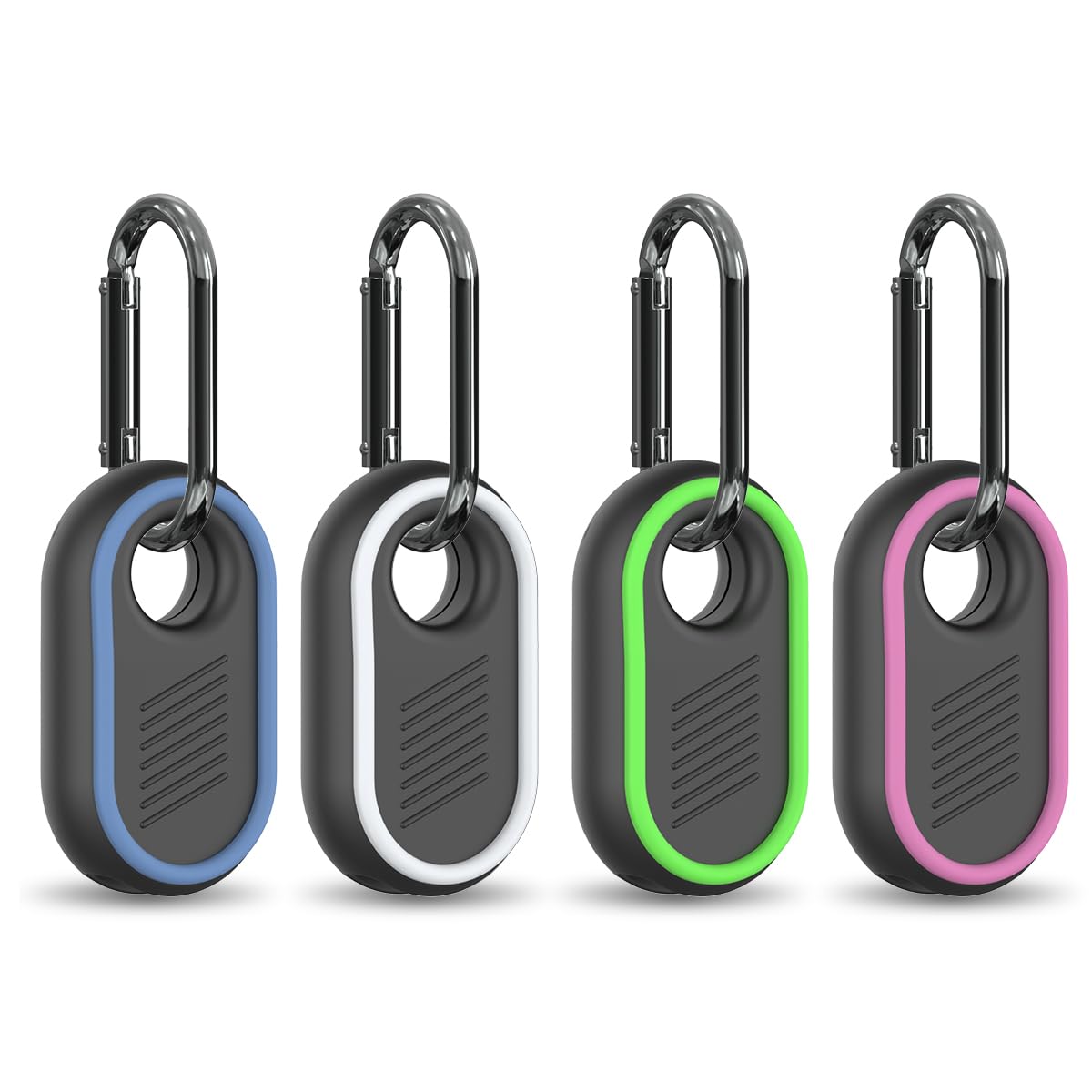 4-Pack Compatible for Samsung Galaxy SmartTag2 Case Cover  Rugged Full Protective Anti-slip Soft Silicone Case for Galaxy Smart Tag 2 with Key Ring  for Keys  Luggage  Pets (White/Blue/Green/Rose Red)-New