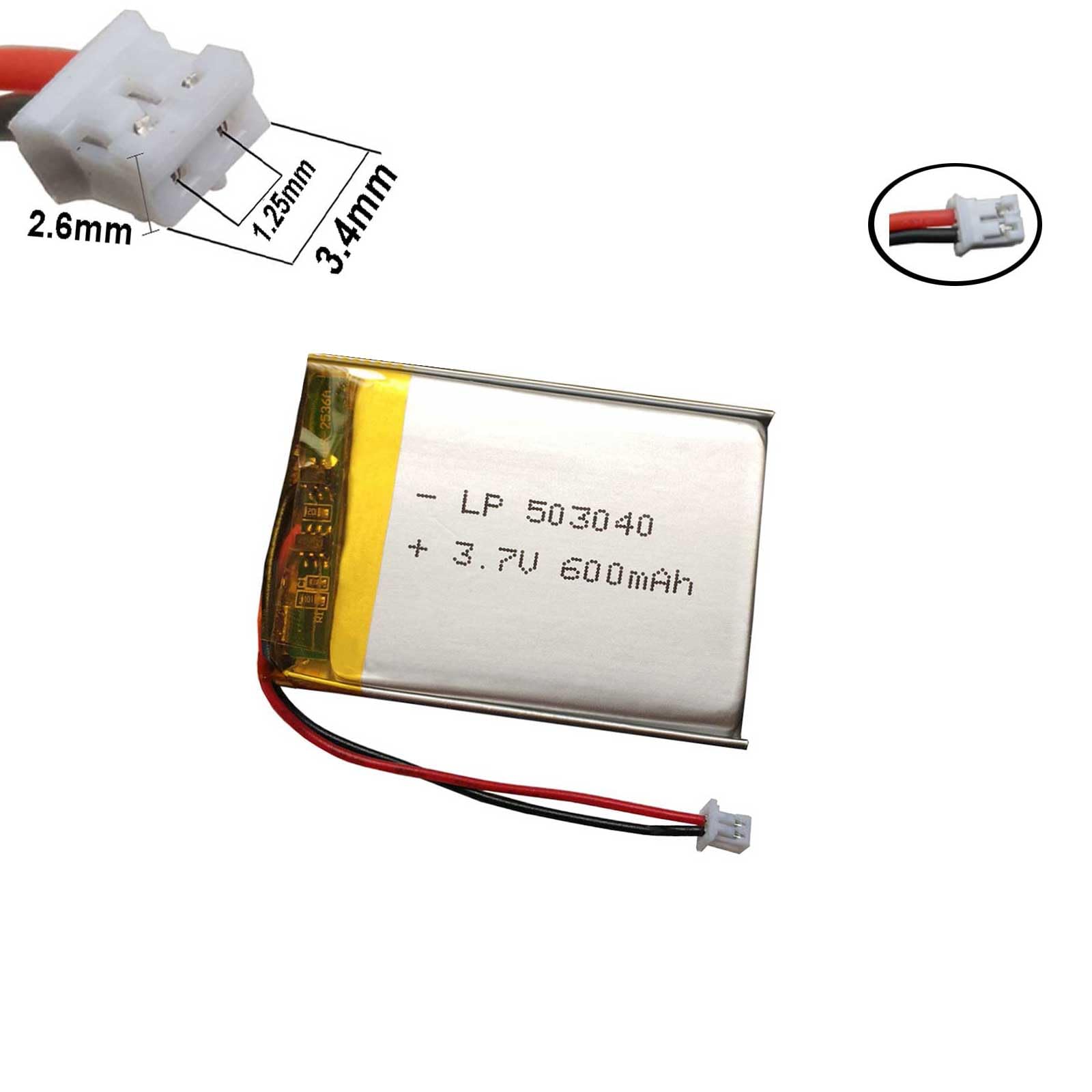 Aolikes 3.7V 503040 600Mah Lipo Battery Replacement For Cozmo Vector Robot Skybell Hd Video Doorbell Flysight Fpv Watch Dash Cam