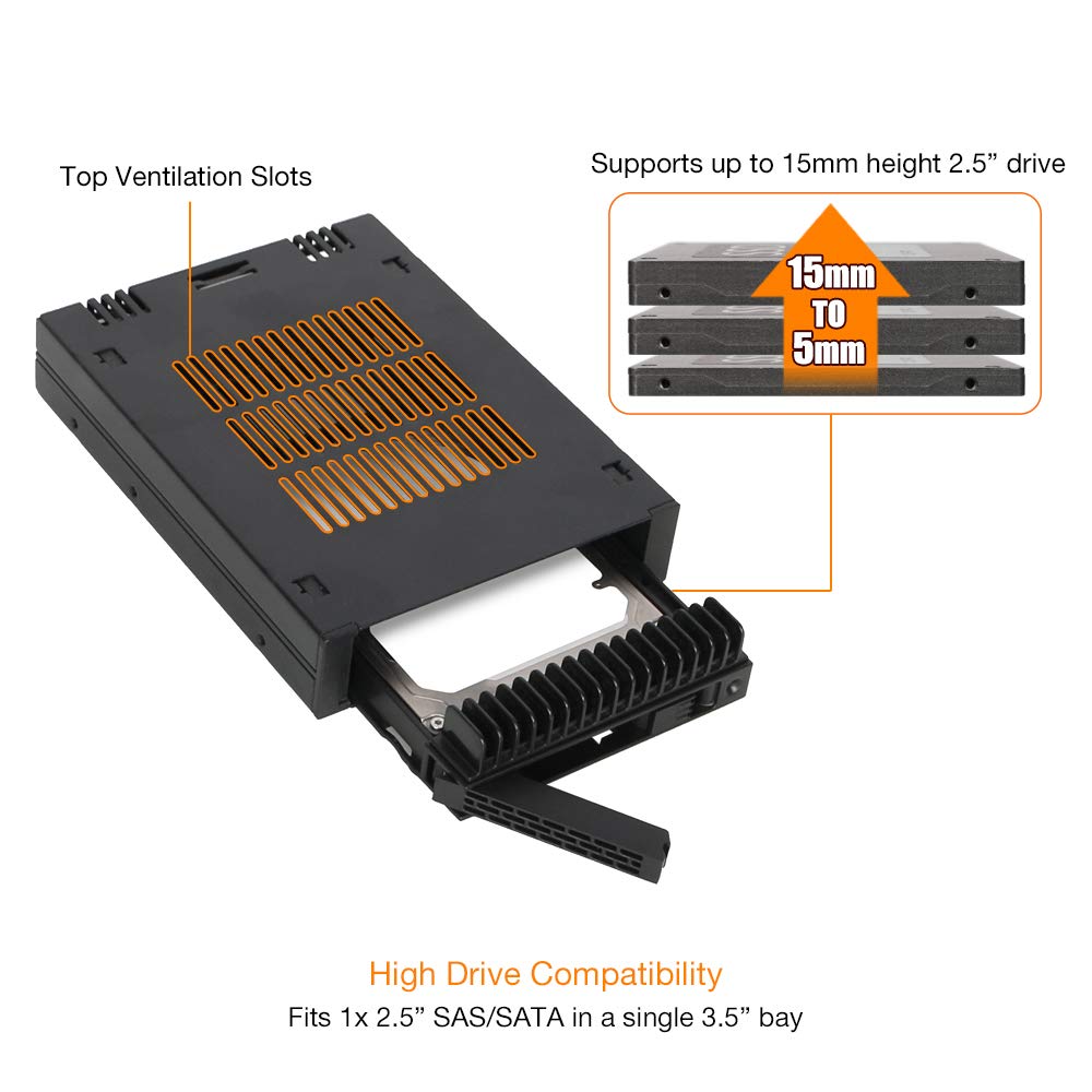 Icy Dock 1 Bay 2.5 Sas/Sata Hdd/Ssd Tool-Less Enclosure For External 3.5 Bay | Expresscage Mb741Sp-B
