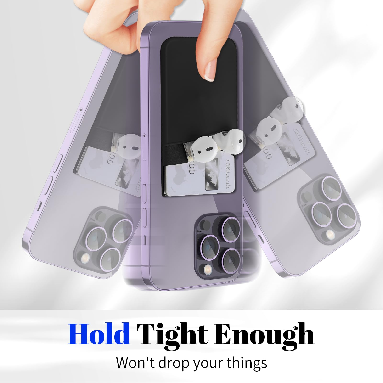 Senose Phone Wallet, 3 Pack Card Holder For Back Of Phone Stick On Phone Cases Great Storage Compatible For Iphone/Android/Samsu