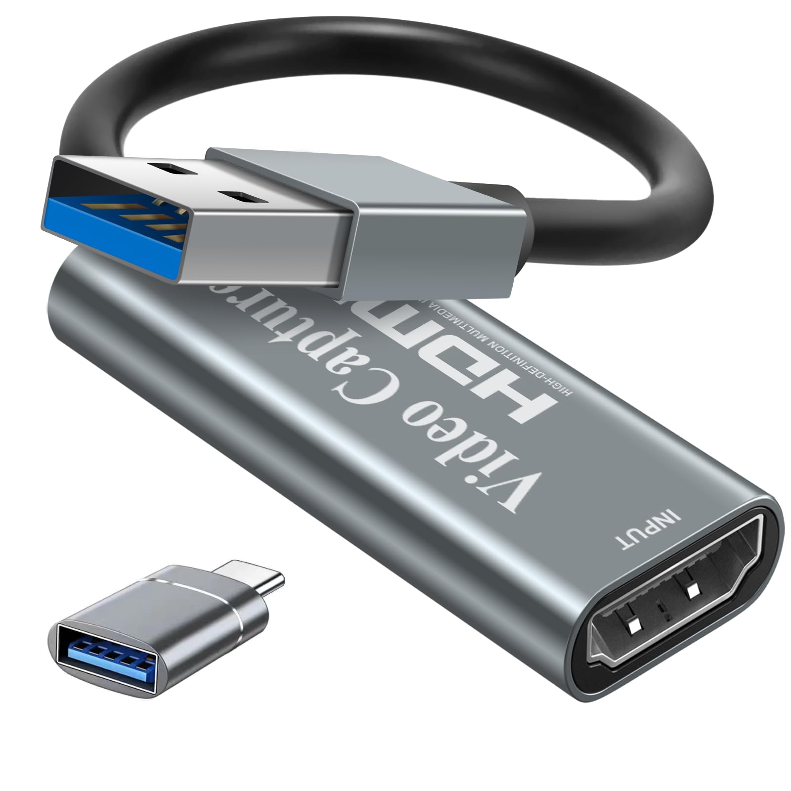 Papeaso Video Capture Cards, 4K HDMI to USB 3.0 Video Capture Device, 1080P HD 60fps Broadcast Live and Record Video Audio Grabb