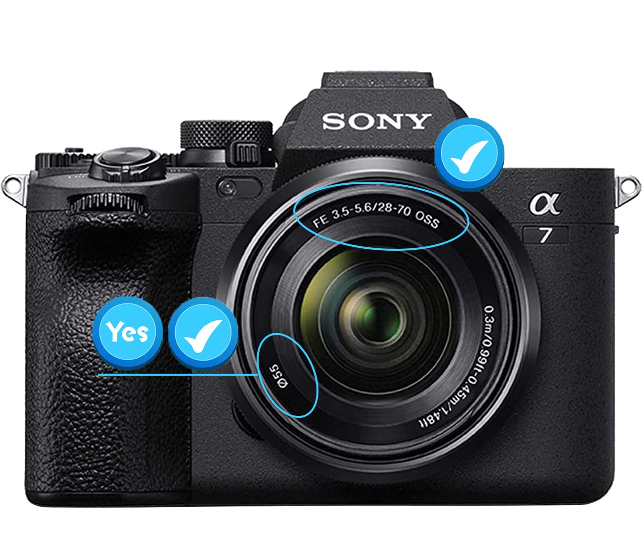 55Mm Lens Cap Cover Compatible For Sony 28 70Mm F3.5 5.6 Fe Oss,E 18 135Mm F/3.5 5.6 Oss For Sony A7 Iv A7R Iii Ii Alpha 7Iv A7R