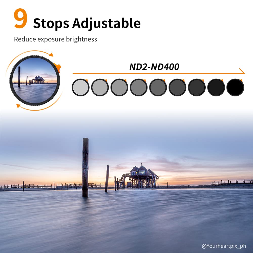 K&F Concept 86Mm Putter Variable Nd Filter Nd2 Nd400 (1 9 Stops) 28 Multi Layer Coatings Import Agc Glass Adjustable Neutral Den