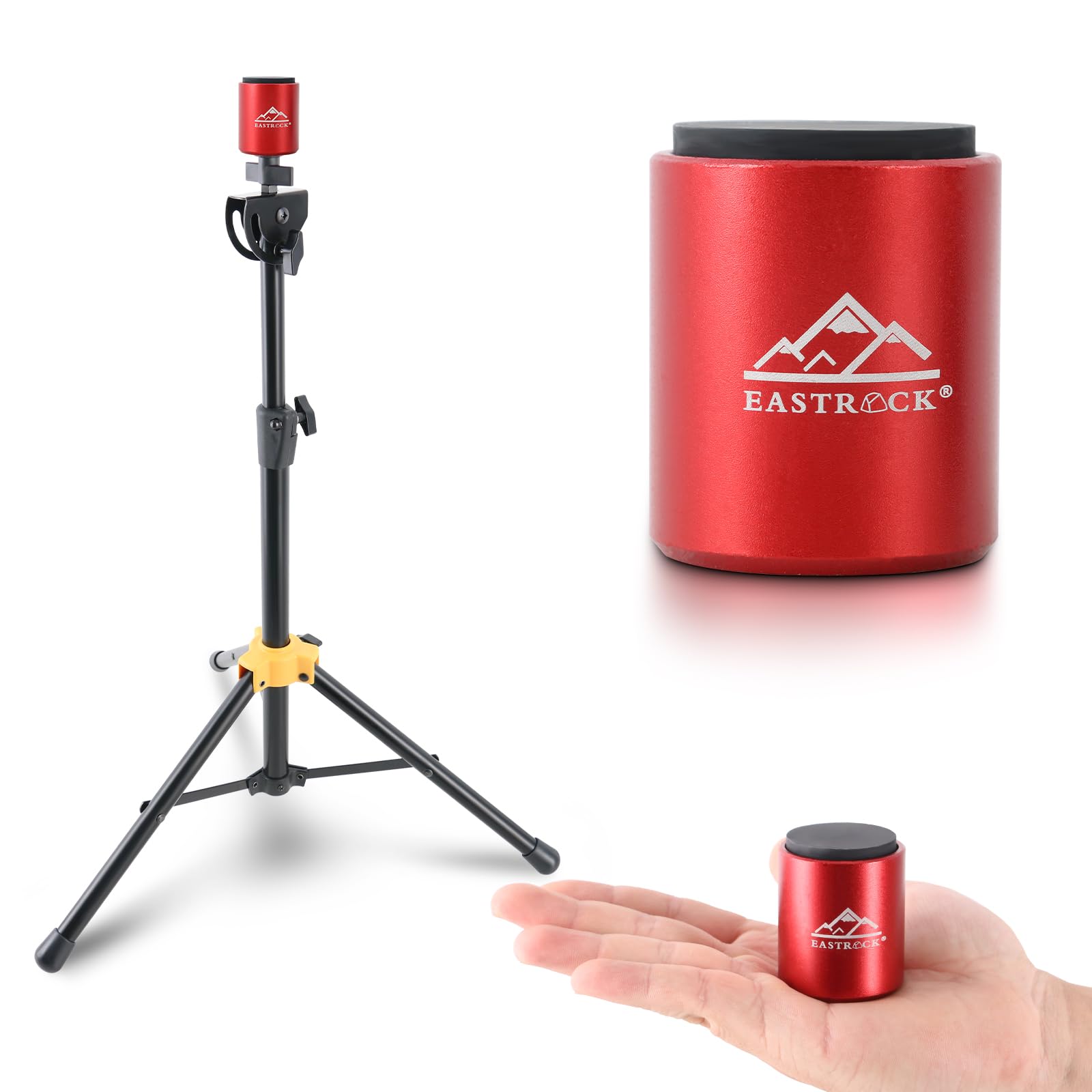 Eastrock Mini Practice Drum Pad With Stand, 2.16 Inches Double Sided Silent Drum Pad, Silicone Dumb Drum For Beginners,Red