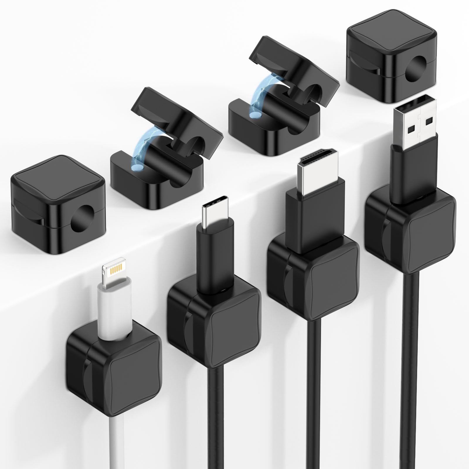 Moko 8 Pack Magnetic Cable Clips, Magnetic Desk Cord Organizer, Adhesive Magnetic Cord Holder, Cable Management Wire Holder Keep