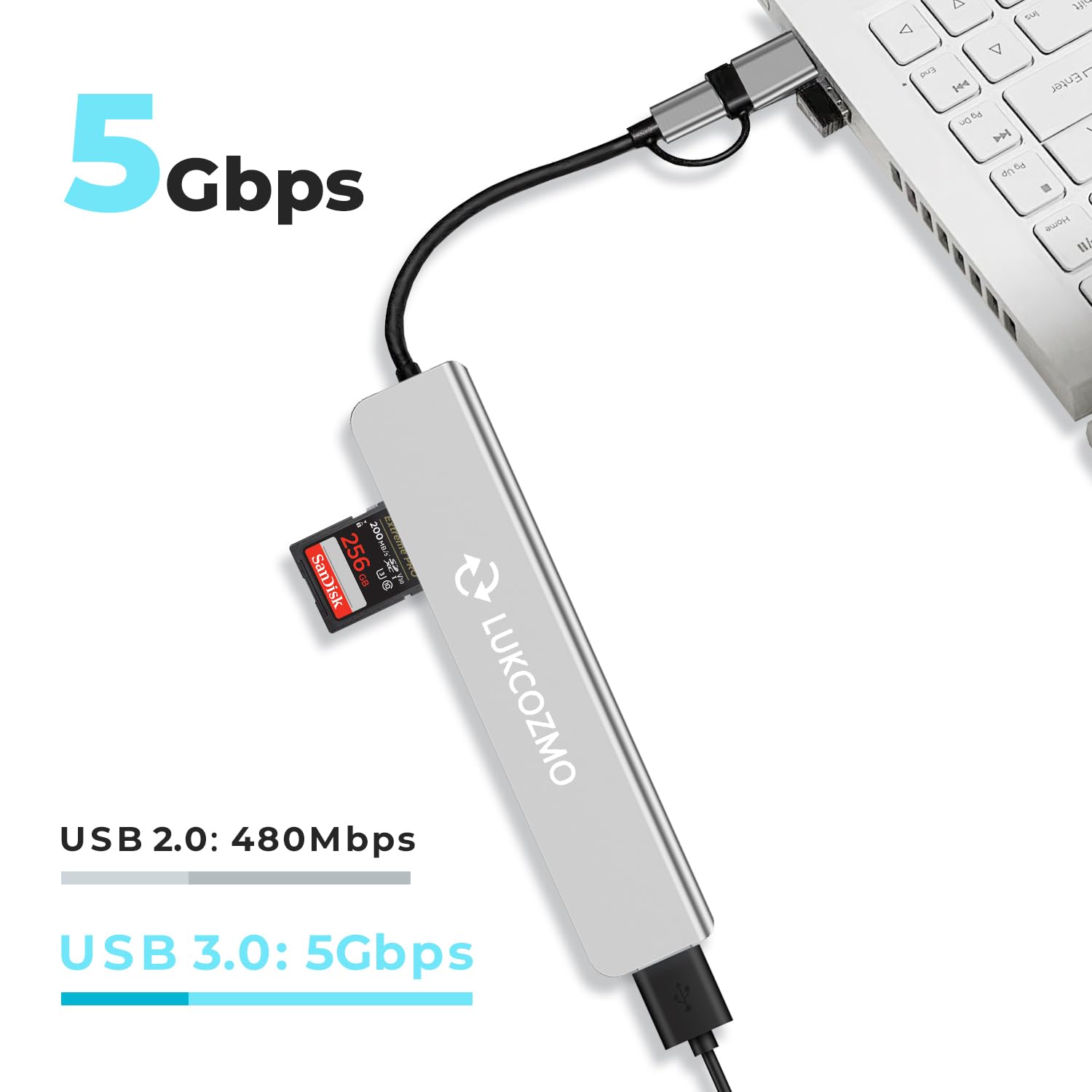 Updated Usb Hub Usb C Hub Usb Splitter Port Extender 7 In 1 Usb 3.0 Hub Usb Adapter&Usb C Splitter 4 Usb 1 Usbc Tf/Sd Card Reade