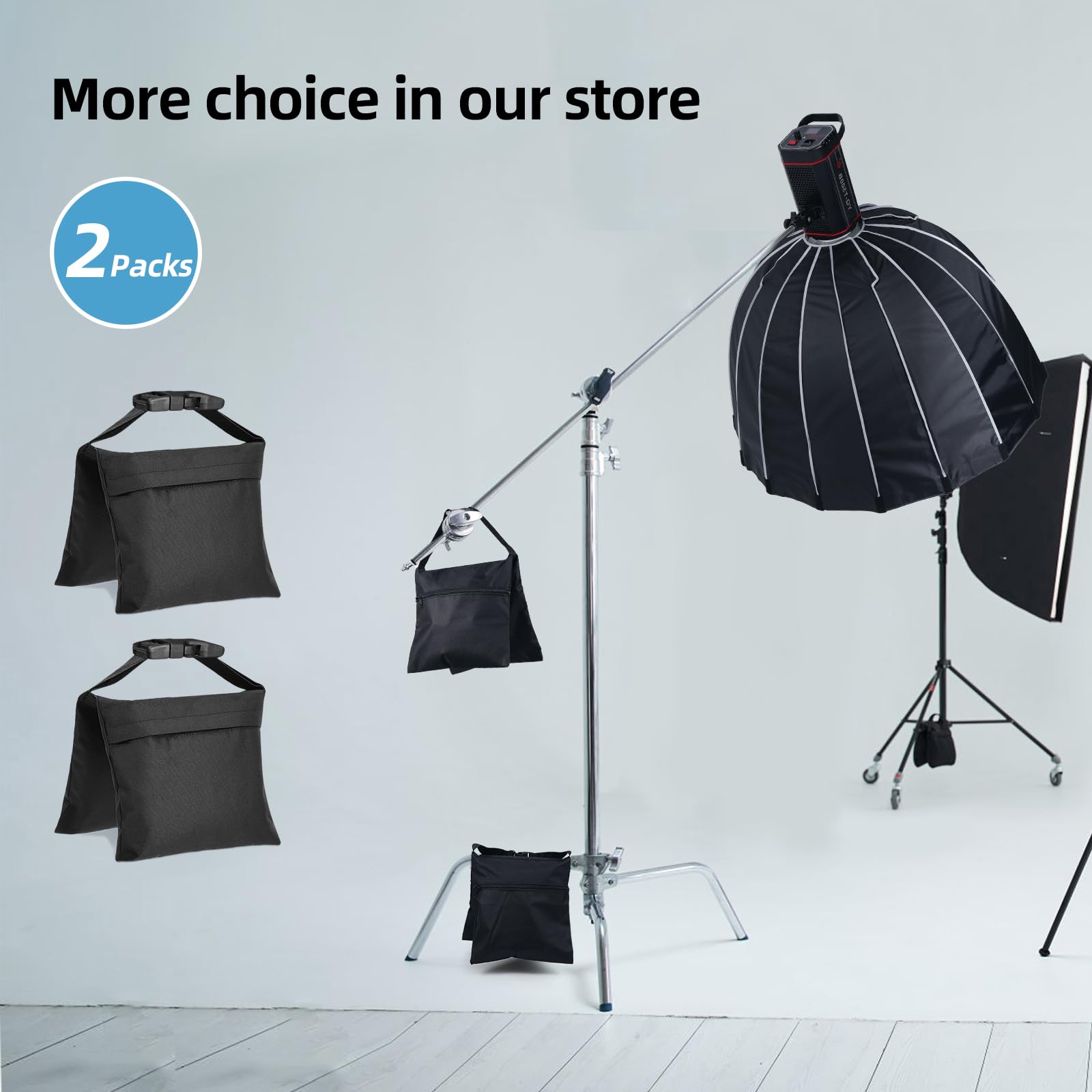 Ifkdnr 2 Packs Sandbags, Heavy Duty Sand Bags With 4 Pe Bags, Sand Bags With Buckle Straps For Support Light Stand, C Stand, Lig