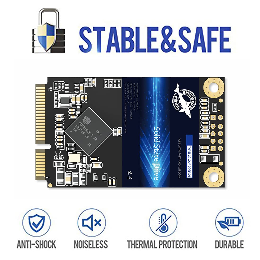 Dogfish Msata Ssd 120Gb 3D Nand Tlc Sata Iii 6 Gb/S, Msata (30X50.9Mm) Internal Solid State Drive   Compatible With Desktop Pc L