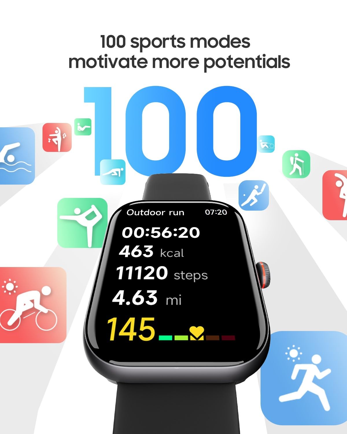 Toobur Smart Watch For Men Women, Alexa Built-In, Answer/Make Calls, 1.91 Hd Screen Fitness Watch, Ip68 Waterproof, 100 Sports,