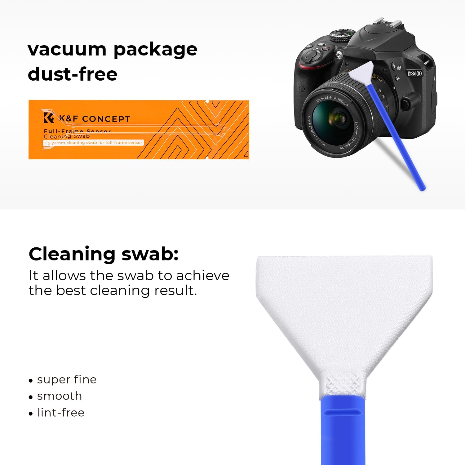 K&F Concept 24Mm Full Frame Sensor Cleaning Swab*10 + 20Ml Sensor Cleaner, Dslr Slr Digital Camera Cmos And Ccd Sensor Cleaning