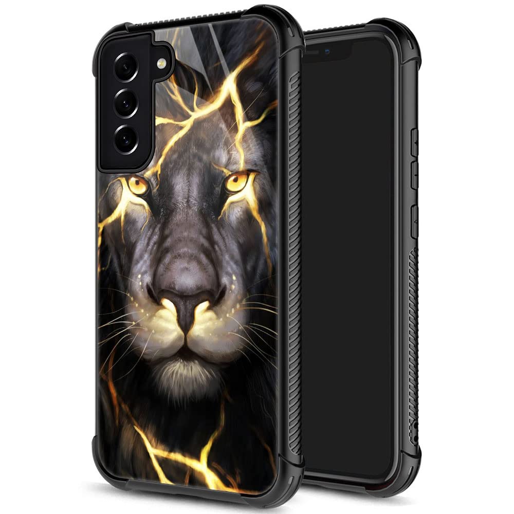 Samsung Galaxy S21 Fe Case,Magma_Lion Galaxy S21 Fe Case For Boys And Men,Pattern Design Shockproof Anti Scratch Organic Glass C