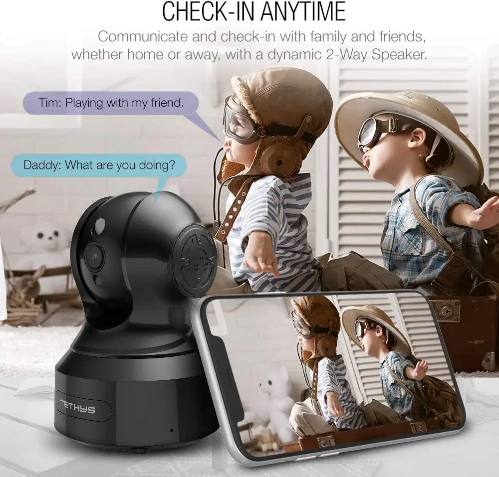 Tethys Wireless Security Camera 1080P Indoor [Work With Alexa] Pan/Tilt Wifi Smart Ip Camera Dome Surveillance System W/Night Vi