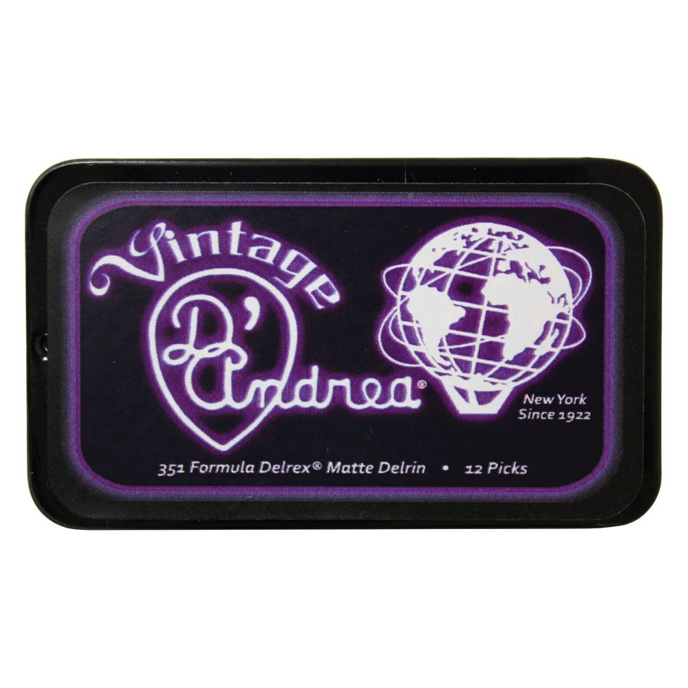 D'Andrea Tndx88 Delrex Guitar Picks, 12 Piece, Collectible Tin, Green, 0.88Mm, Medium Heavy