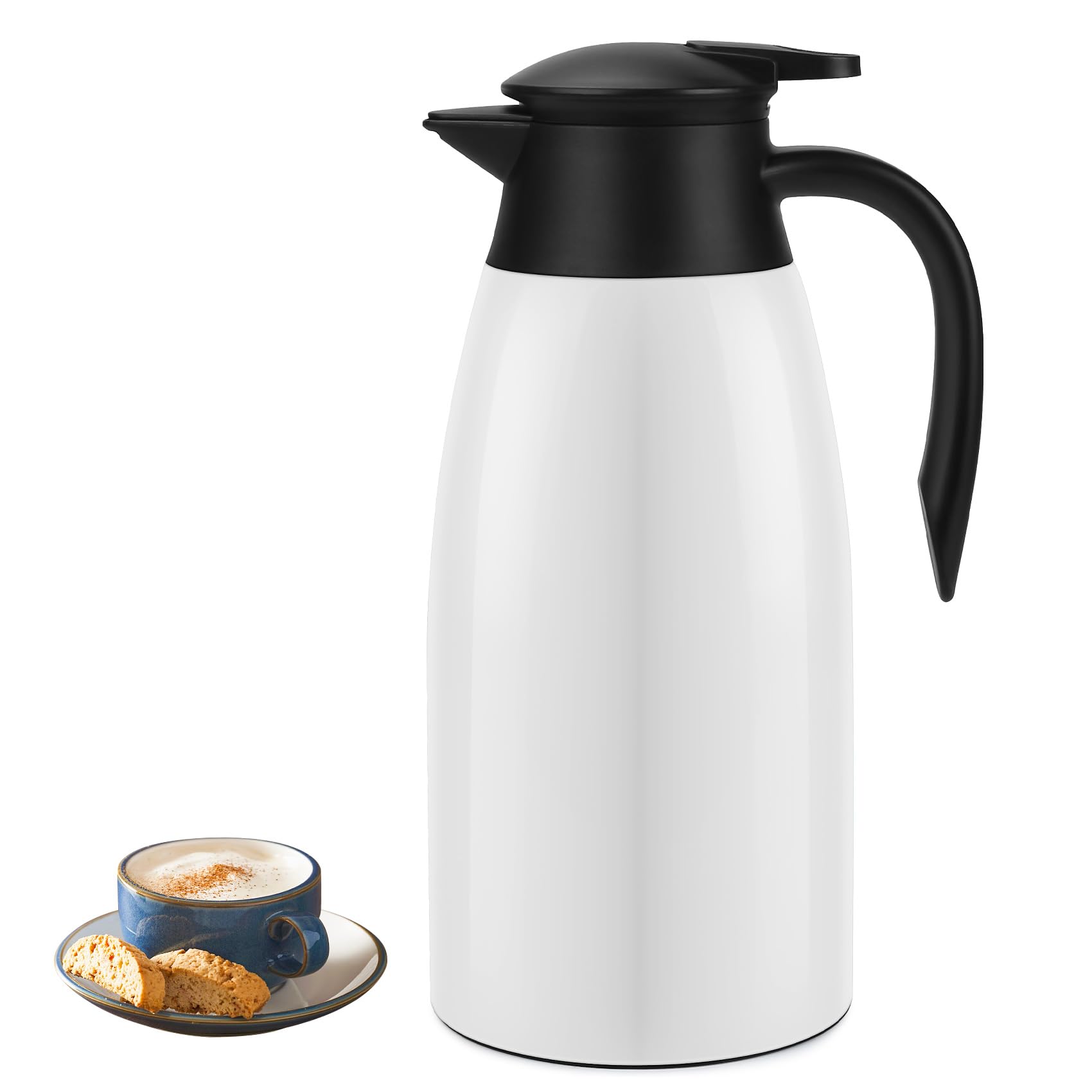 70Oz Coffee Carafe Airpot Insulated Coffee Thermos Urn Stainless Steel Vacuum Thermal Pot Flask Dispenser For Coffee, Hot Water,