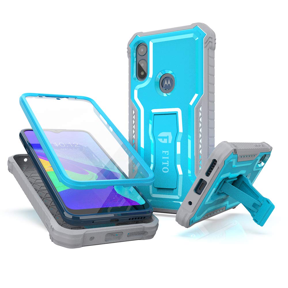Fito For Moto E Phone Case, Dual Layer Shockproof Heavy Duty Case For Motorola Moto E 2020 Phone With Screen Protector, Built In