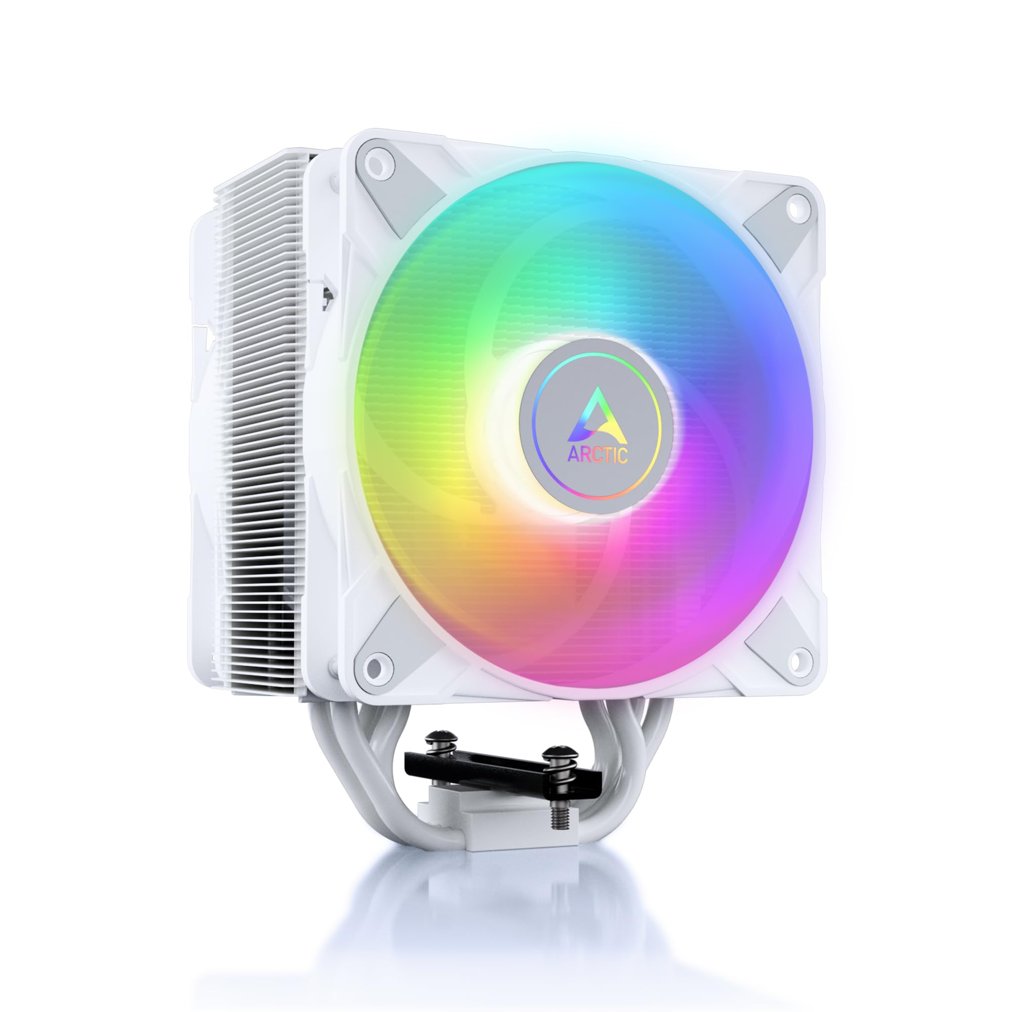 Arctic Freezer 36 A Rgb   White   Single Tower Cpu Cooler With Push Pull, Two Pressure Optimised 120 Mm P Fans And Argb Lighting