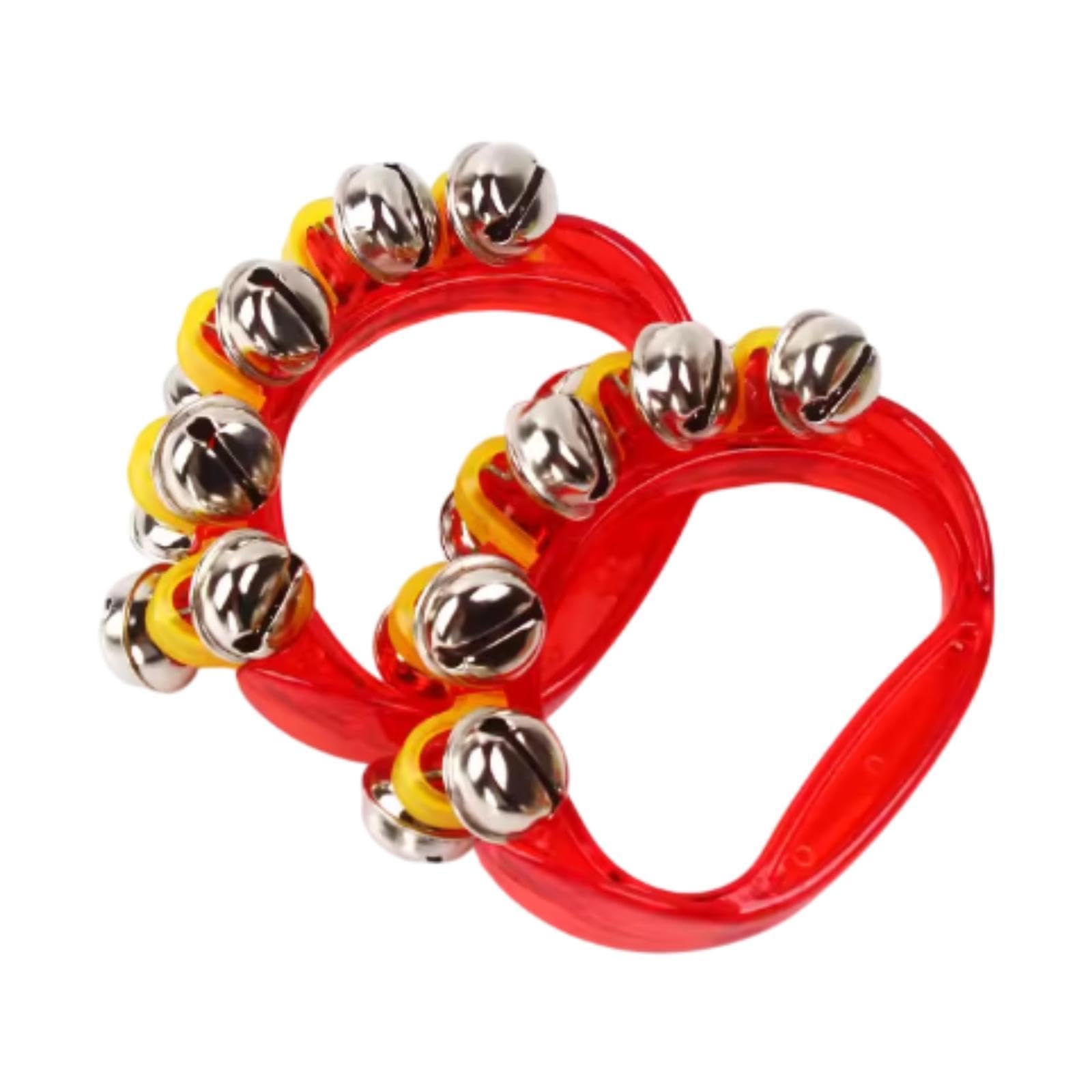 Enakshi 2 Pieces Hand Bells Hand Bell Musical Tambourine for KTV Kindergarten School red|Baby | Toys for Baby | Developmental Ba