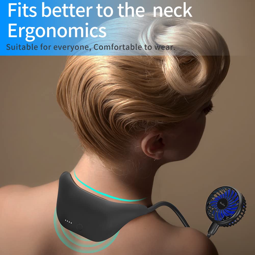 Handfan 10000Mah Neck Fan, 360 Rotation Hands Free Portable Fans For Your Neck, 48H Lasting Rechargeable Battery Operated Wearab