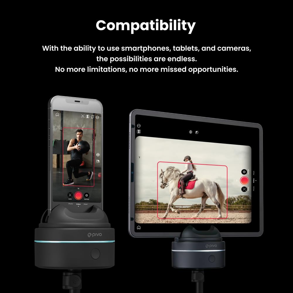 Pivo Max Performance Ai Powered 360 Rotation Horse, Face & Body Auto Tracking Phone Holder For Equestrians And Athletes Compatib