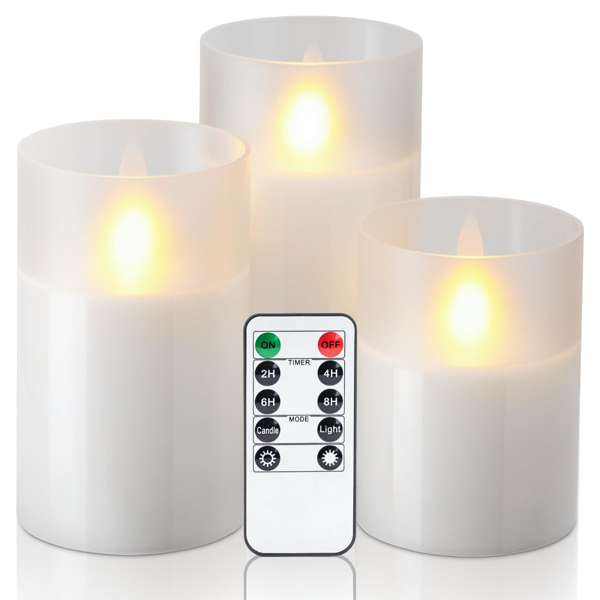 Amagic Clear Glass Flickering Flameless Candles With Realistic Dancing Flame, Led Candles, Battery Operated Candles With Remote 