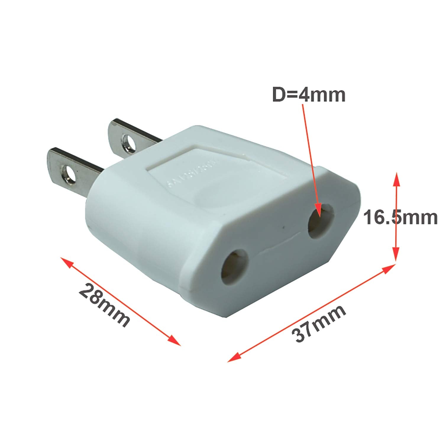 2Pcs/Lot Top Eu Euro Europe To Us American Usa Power Ac Wall Plug Converter Travel Adapter Home Use Adaptor Electrical Socke(Whi