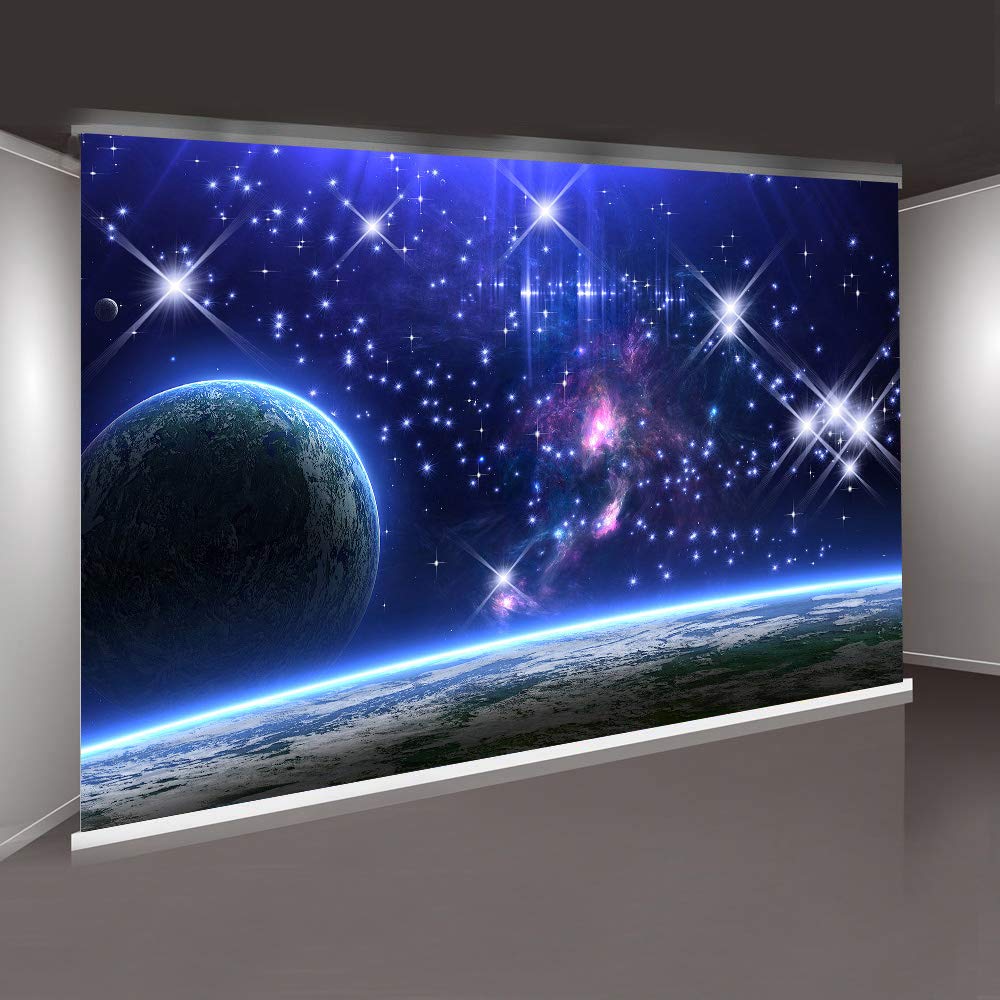 Galaxy Background Mtmety 7X5Ft Stars Sky Background Dark Blue Halo Glitters Stars Purple The Earth Props Photo Booth Studio Hxme
