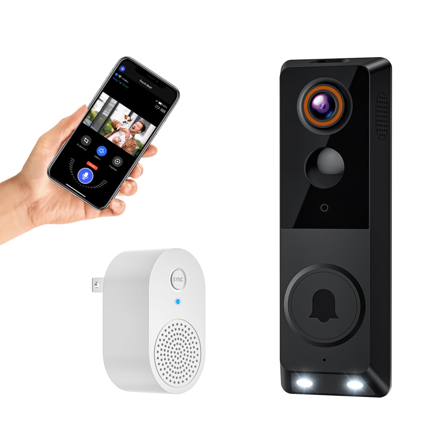 ModeJump 1080P Wireless Smart Doorbell Camera, AI Human Detection, Color Night Vision, Two-Way Audio, Optimized for 2.4GHz Wi-Fi