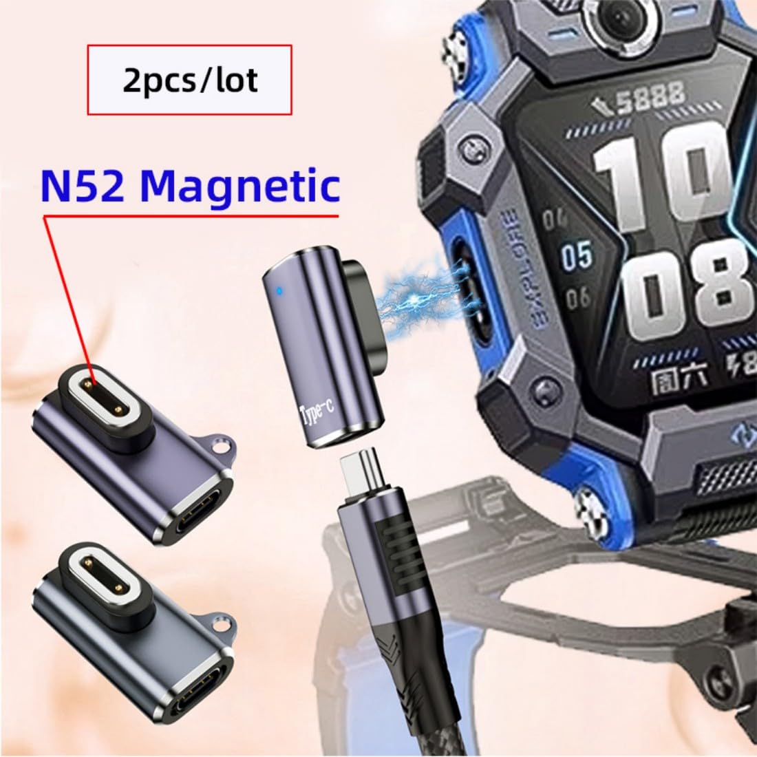 Chenyang 2 Pack Usb C To Pitch 5.0Mm 2Pin Dc 5V/12V Magnetic Smart Watch Charging Adapter For Z6~Z11 Kids Smart Watch