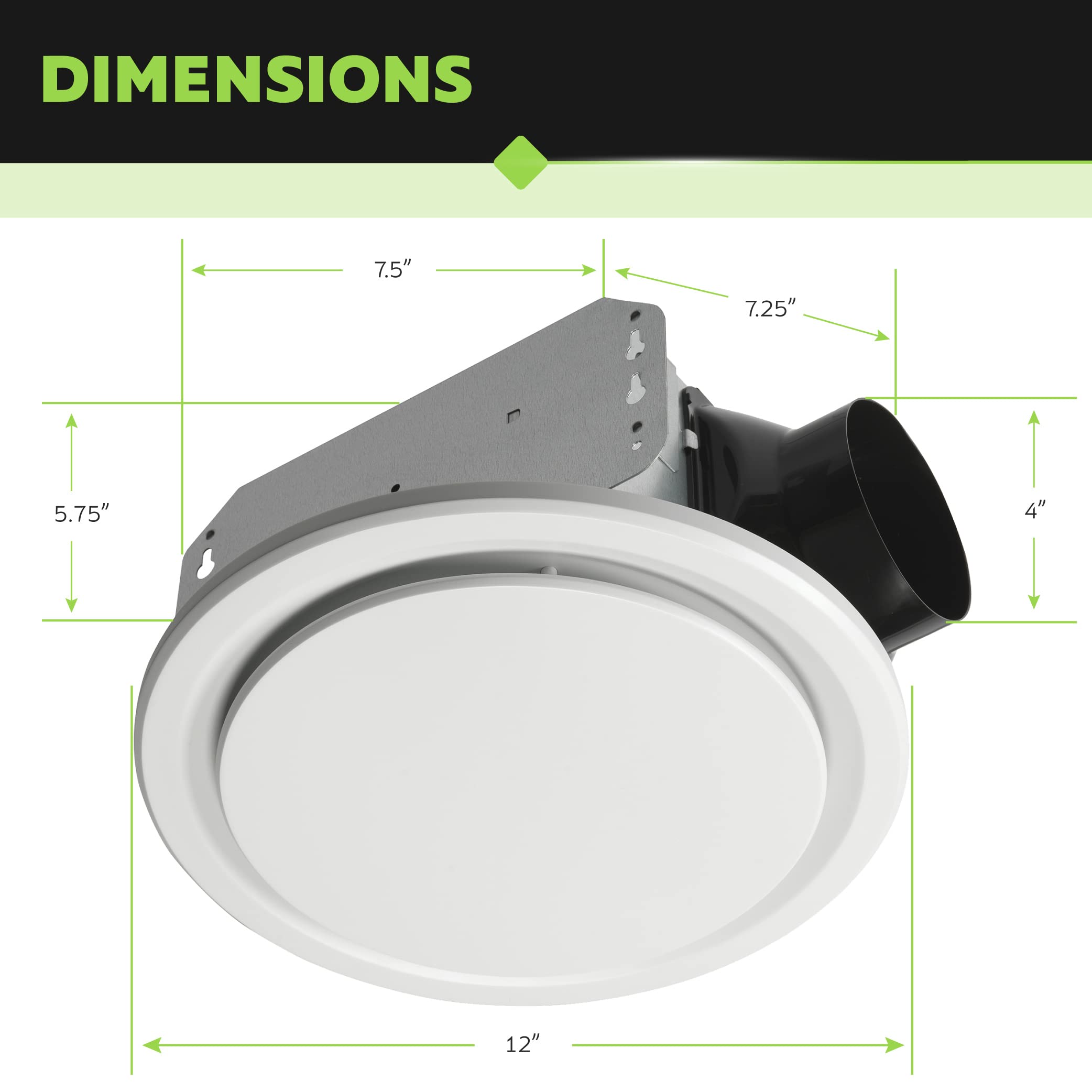 Homewerks 7140 110 G3 Bathroom Fan Ceiling Mount Exhaust Ventilation, Silent 2.0 Sones, 110 Cfm, White
