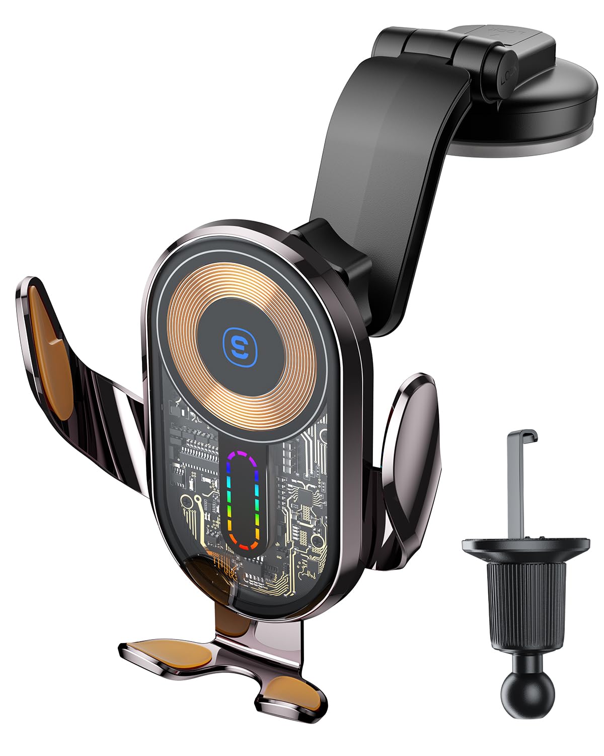 Wireless Car Charger, Essager 15W Fast Charging Car Phone Holder Mount Auto Clamping Cell Phone Stand For Iphone 15 14 13 12 11 