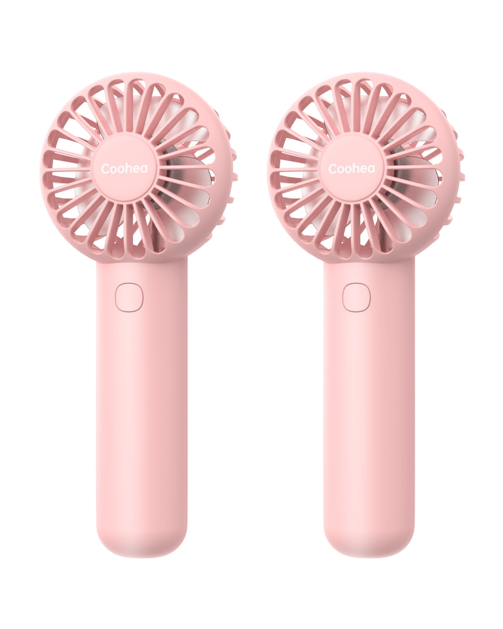 Coohea 2 Pack Pink Handheld Fan Battery Operated Portable Fan 3 Speeds Powerful Mini Fan With Base & Lanyard Usb Powered Small F