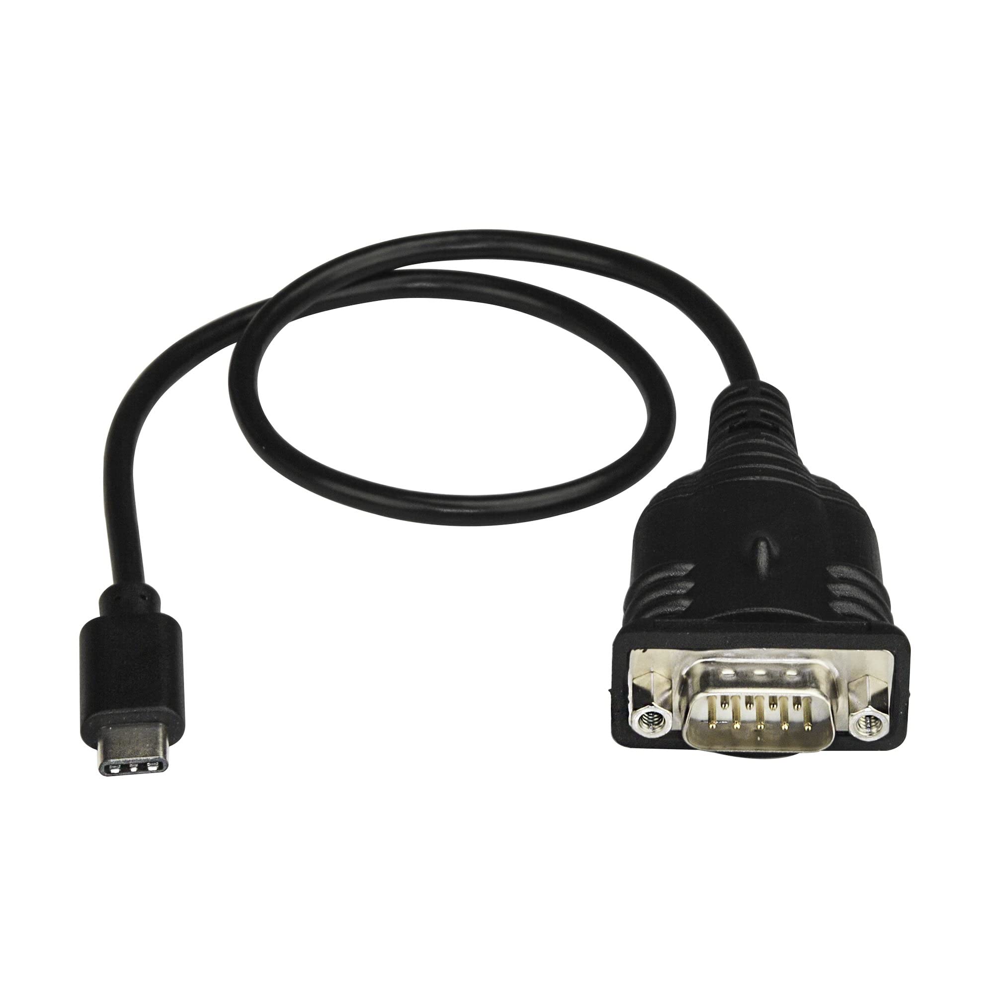 Startech.Com Usb C To Serial Adapter Cable With Com Port Retention   16'' (40Cm) Usb Type C To Rs232 (Db9) Serial Converter Cabl