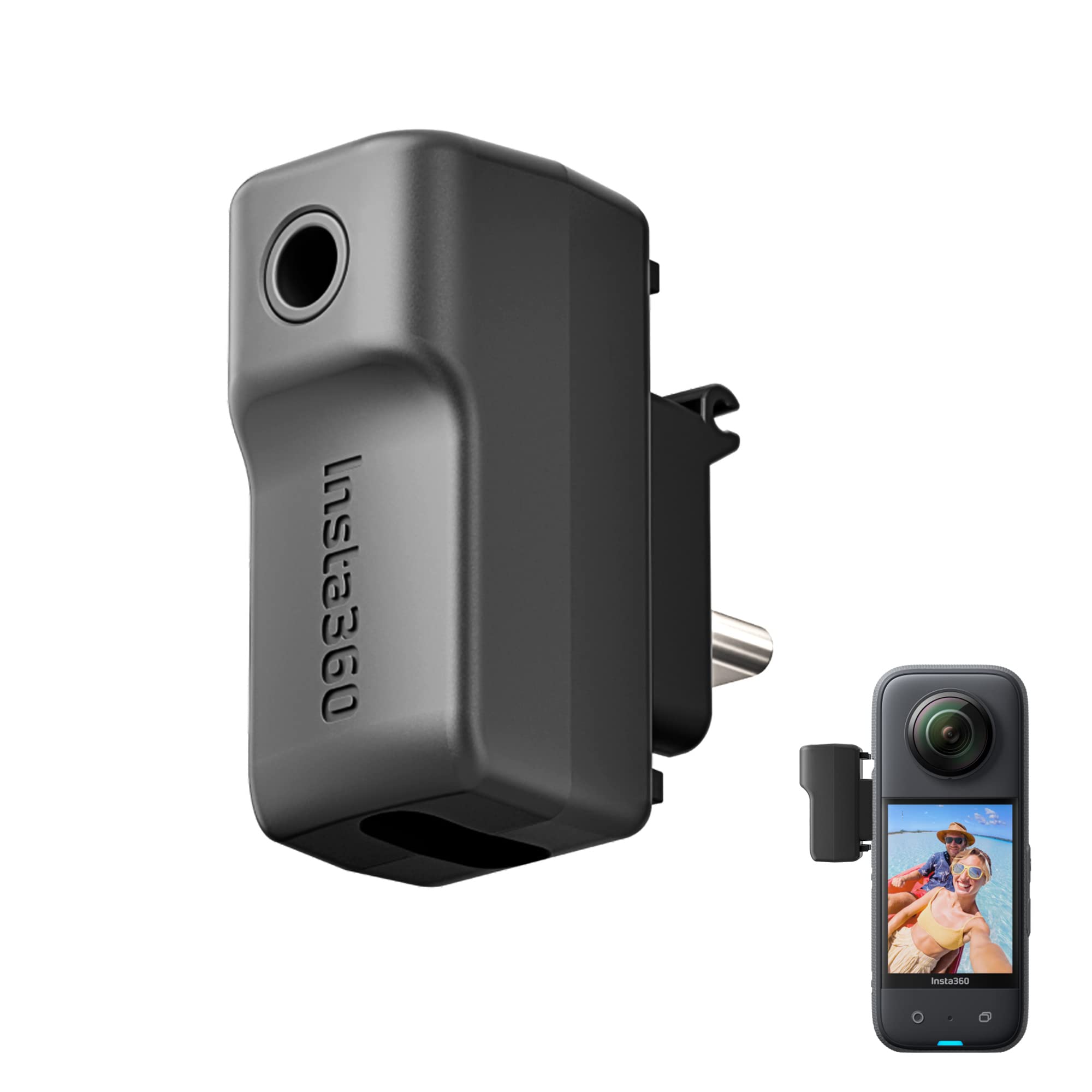 CYNOVA External Microphone Adapter for Insta360 X3 Camera, Type-C and 3.5mm Audio Ports Support Charger and Record for Insta360 