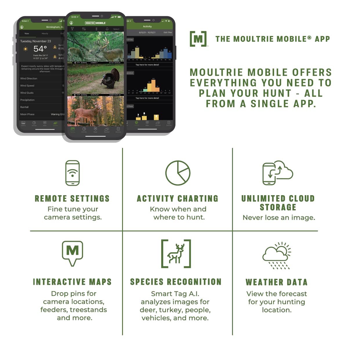 Moultrie Edge Cellular Trail Camera   Nationwide 4G Lte   Hd Video Audio   Built In Memory   Cloud Storage