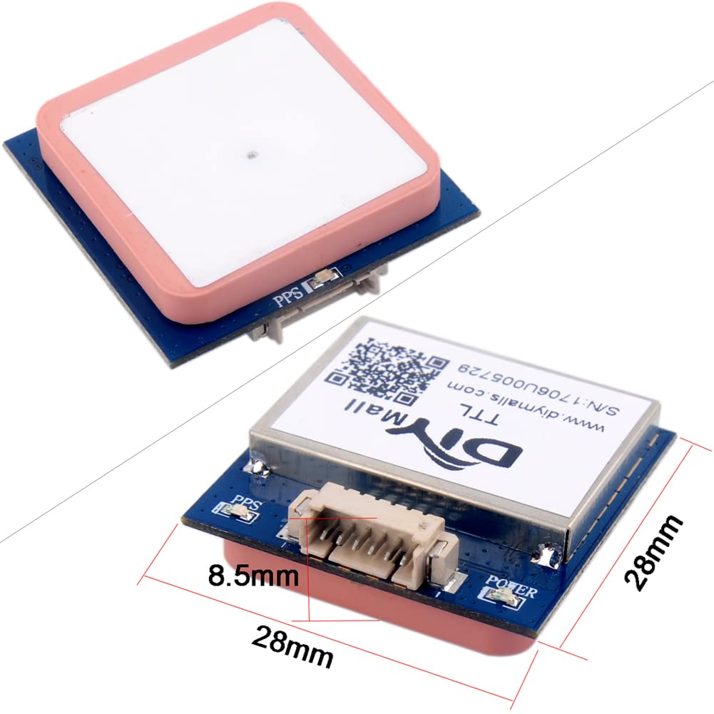 Diymalls G28U7Fttl Gps Receiver Module 3.3V 5V W/Flash Ceramic Antenna 9600Bps 1Hz Nmea 0183 For Arduino Flight Control