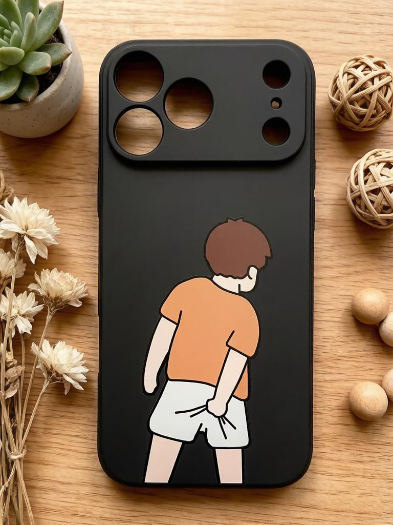 Wihytec Funny Boy Phone Case for iPhone 17 PRO Silly Case Cover Liquid Silicone Soft Gel Rubber Matt Phone Cover with Microfiber
