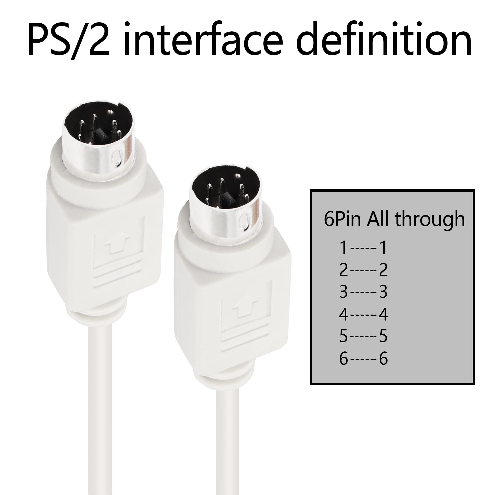 Pngknyocn 8.5 Feet Ps/2 Mdin 6 Male To Male Cable For Ps/2 Keyboard/Mouse Connector