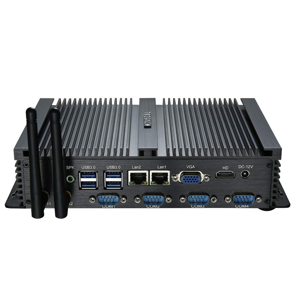 KINGDEL Powerful Mini Desktop Computer, Fanless Industrial PC, Core i5 Dual Core CPU, 8GB RAM, 512GB SSD, 2xNICs, 4xCOM RS232, H